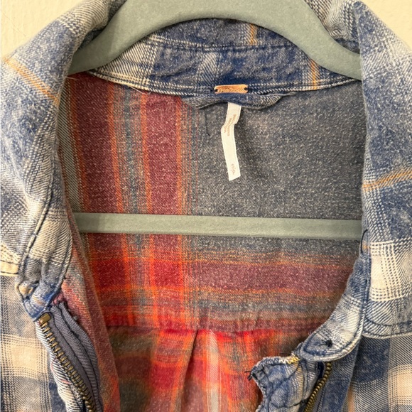 Free People Blue Plaid Jacket with Studded Sleeves - Picture 5 of 5